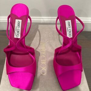 Jimmy Choo Fuchsia Anise 95 Satin Sandal
